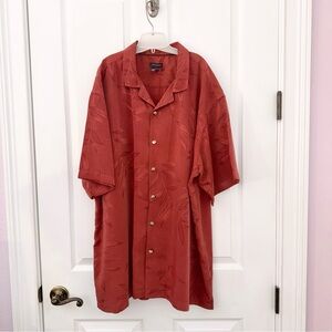 Van Heusen red orange collared button down casual short sleeve shirt XXL